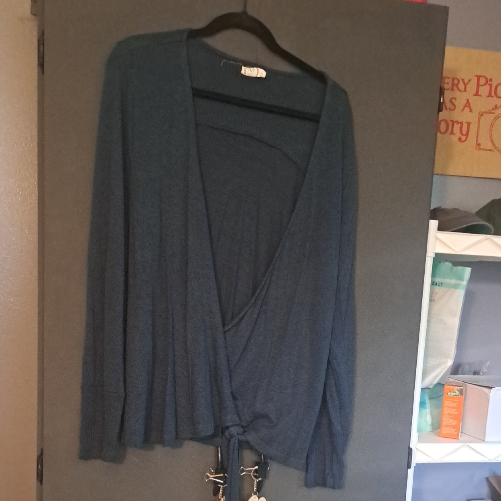 Maurices Teal Open-Front Cardigan